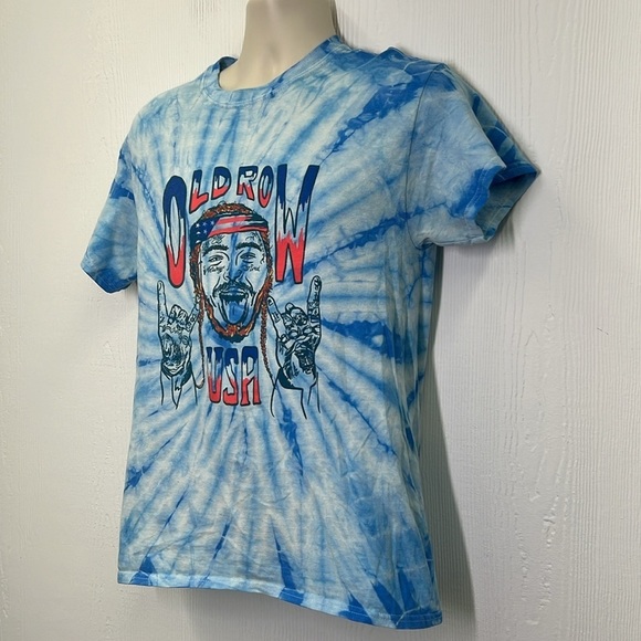 Colortone - Post Malone Old Row USA Graphic Blue Tie Died T Shirt Size Medium - Picture 5 of 8